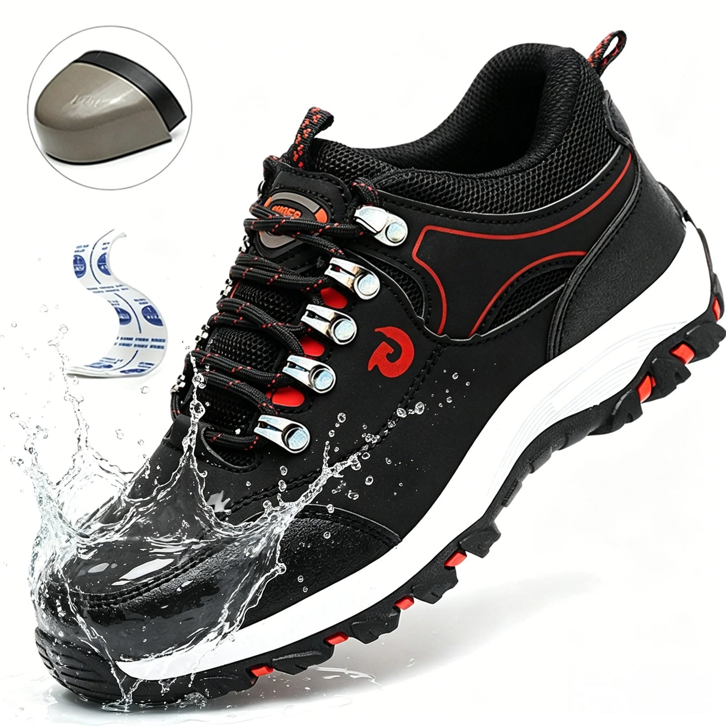 Men Steel Toe Safety Shoes Anti-Puncture Non-Slip Work Boots/Wear-Resistant Breathable Hiking Safety Sneakers for Industrial Work