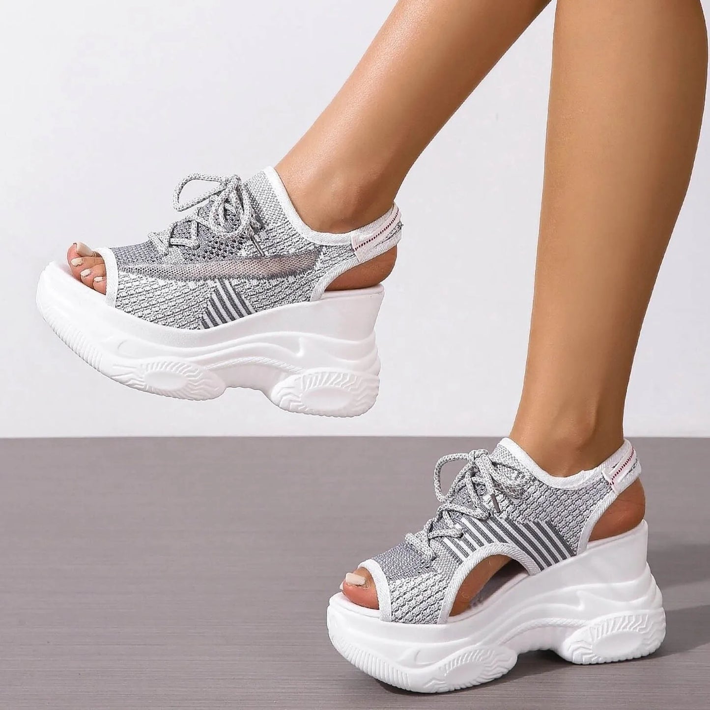 Sport Fabric Shoes Women Sandals New Hollow Out Lace Up Sandals/Walking Woman Platform Sandals Ladies Shoes