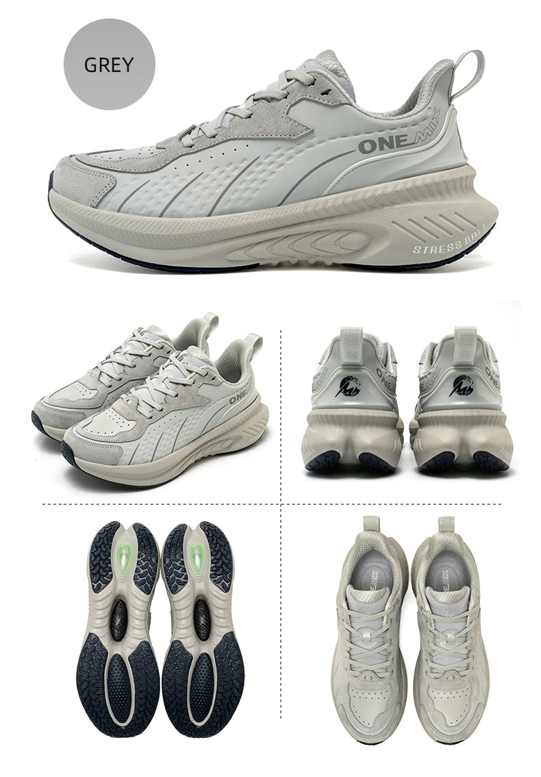 ONEMIX Men's Winter Leather Sports Shoes For Heavy Weight Adults/Shock-Absorbing & Stable Support Cold-Resistant Daily Shoes