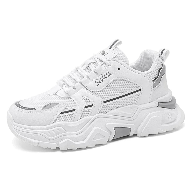 Men's thick soled casual mesh panel shoes summer breathable/soft soled running shoes outdoor fashion sports shoes male sneakers