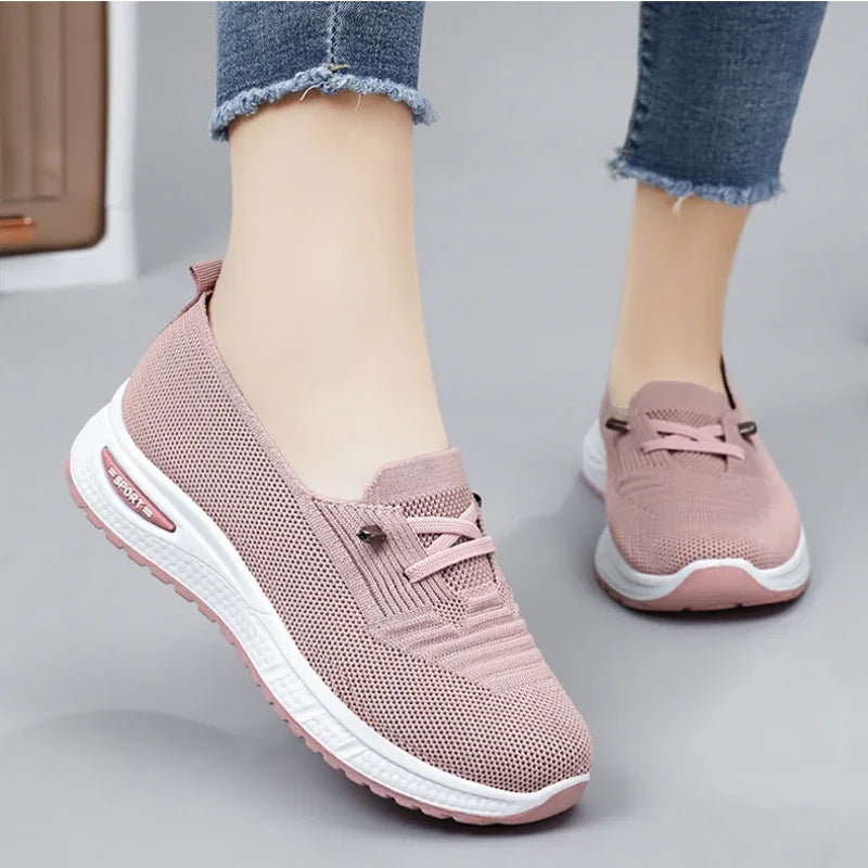 Women's Casual Shoes Fashion Breathable Walking Flat Bottom/Sports Shoes Women's Fitness Large Pink Women's Shoes