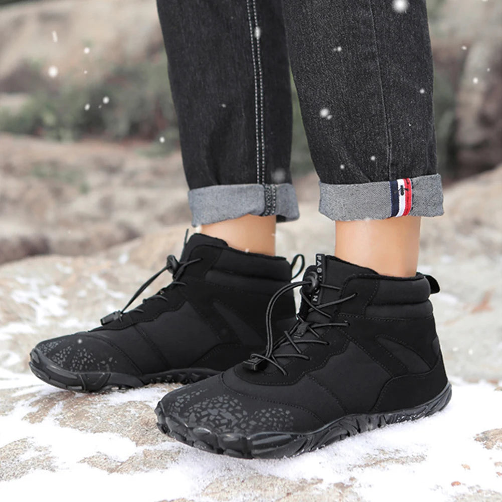 Men Winter Boots High-Top Barefoot/Trekking Mountain Boots Anti-Skid Hiking Sneakers