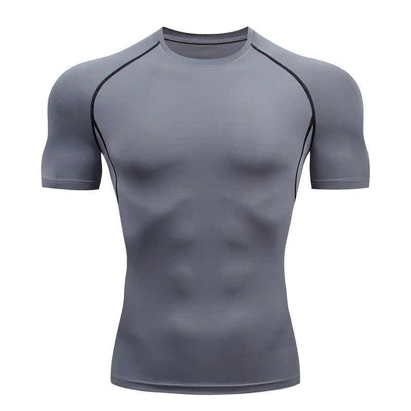 Men Short Sleeve t-Shirt Quick Dry Compression Shirts Fitness/Gym t-Shirts Sport Bodybuilding Shirt Running Football Tee Shirts