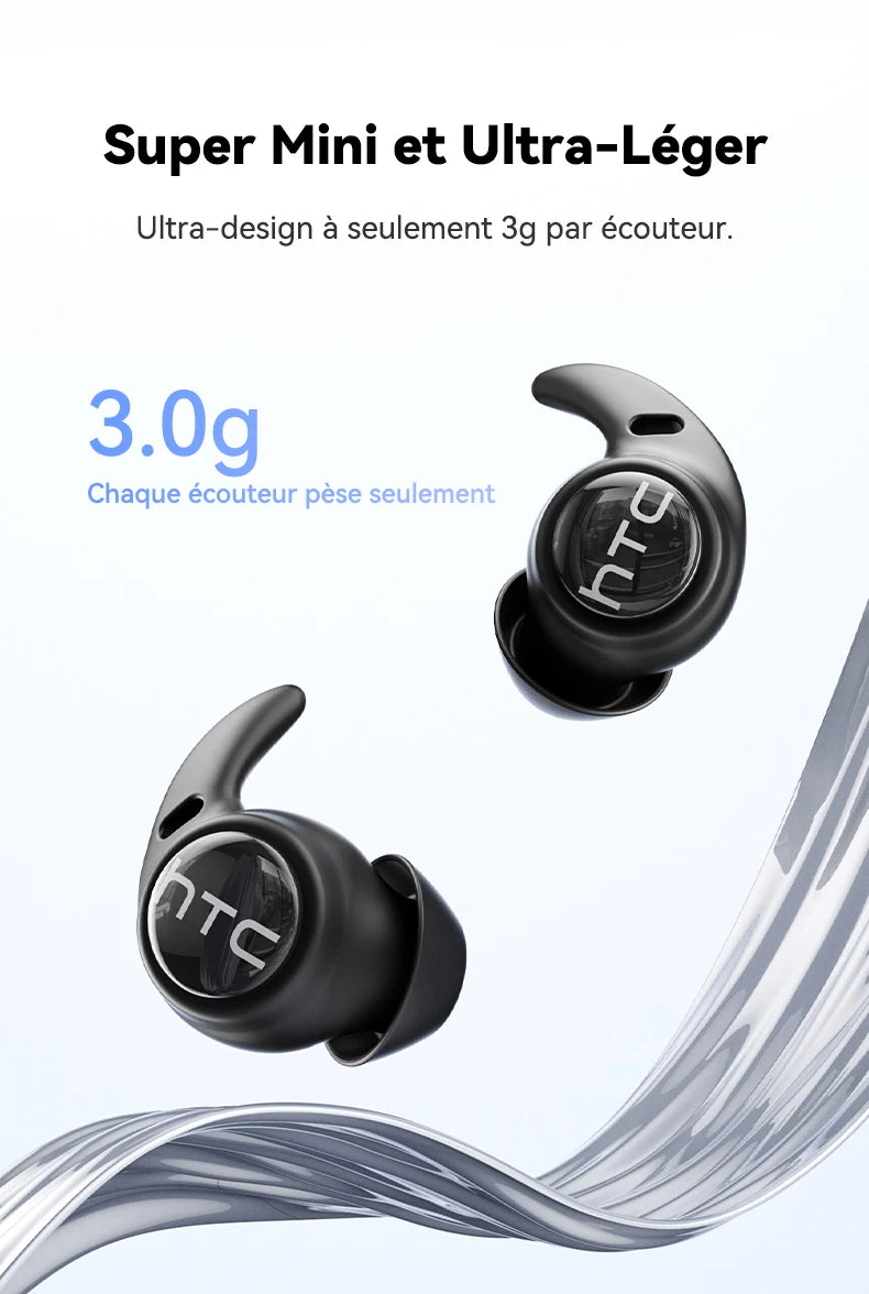 HTC NE76 OWS wireless earbuds with intelligent AI translation/50-hour battery life, low latency for music, the desk, sleep, and sport