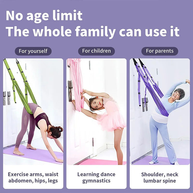 Luxury Purple Aerial Yoga Rope Soft Fabric+Stable Support/Home Workout Safety Single Piece