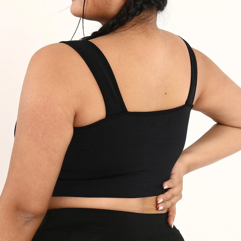 Plus Size Women Screw Thread Seamless Sports Bra Yoga Crop Top/Fitness Running Solid Gym Tank Tops Women