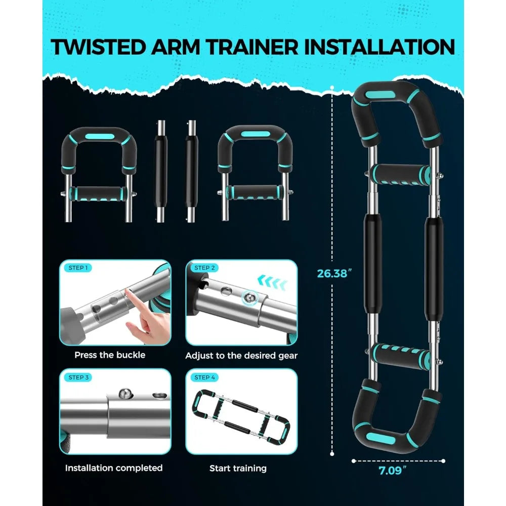 5 Levels Adjustable Twister Arm Chest Trainer 40-130lbs/Resistance Home Gym Strength Exercise Equipment Blue
