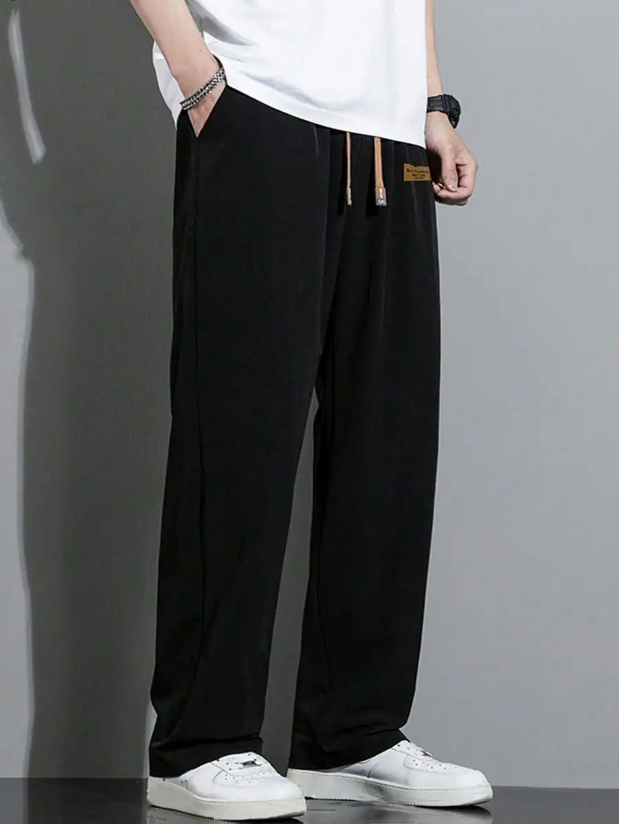 Men's Relaxed Fit Drawstring Waist Slant/Pockets Solid Color Casual Pants