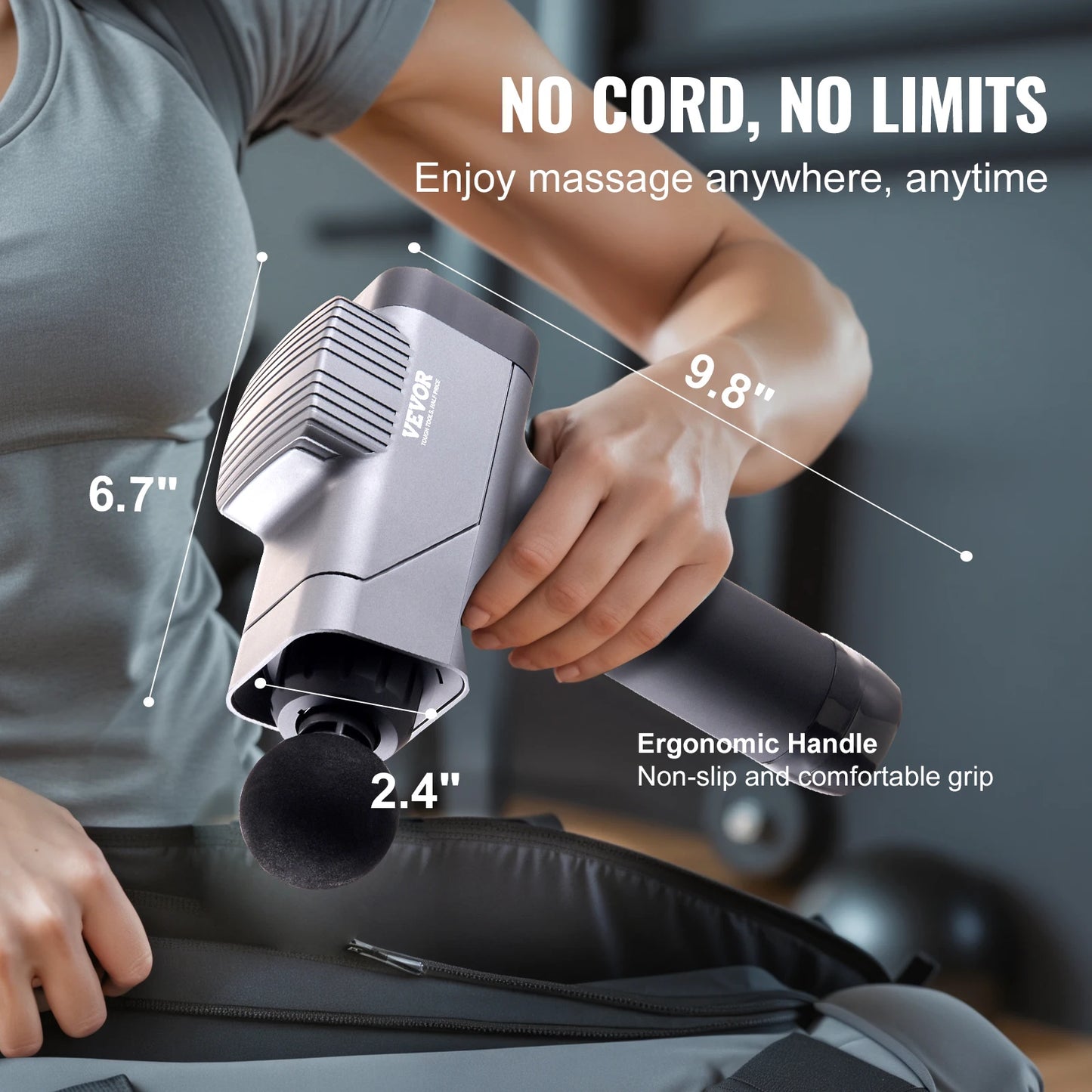 SucceBuy Massage Gun Deep Tissue Percussion Muscle Massager for Athletes/w/ 8 Speed Levels 6 Massage Heads 16V 2500mAh Batteries