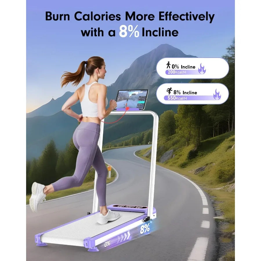 Portable Walking Pad Treadmill for Home Use with 10 Incline and 3.5HP Motor/Low Noise Design Foldable Fitness Equipment