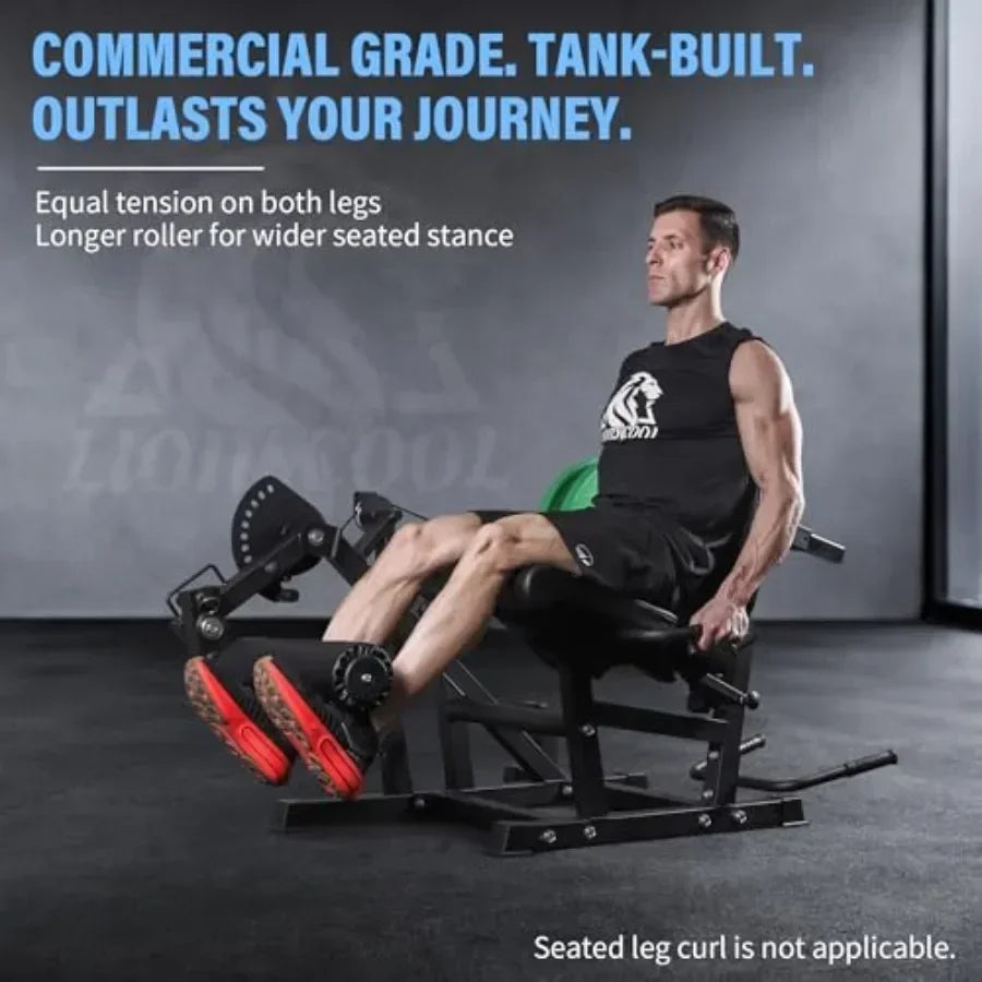 Home gym leg extension and curl machine steel frame black 800lbs capacity/adjustable seated extension and lying curl bench