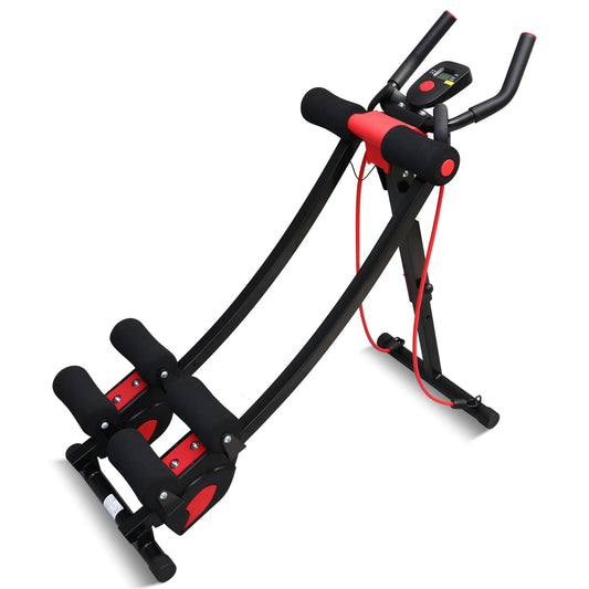 Dual Track Fitness Ab Machine Ab Cruncher Adjustable Height Waist Trainer/Foldable Home Gym Equipment 4 Adjustable 440 lbs Limit