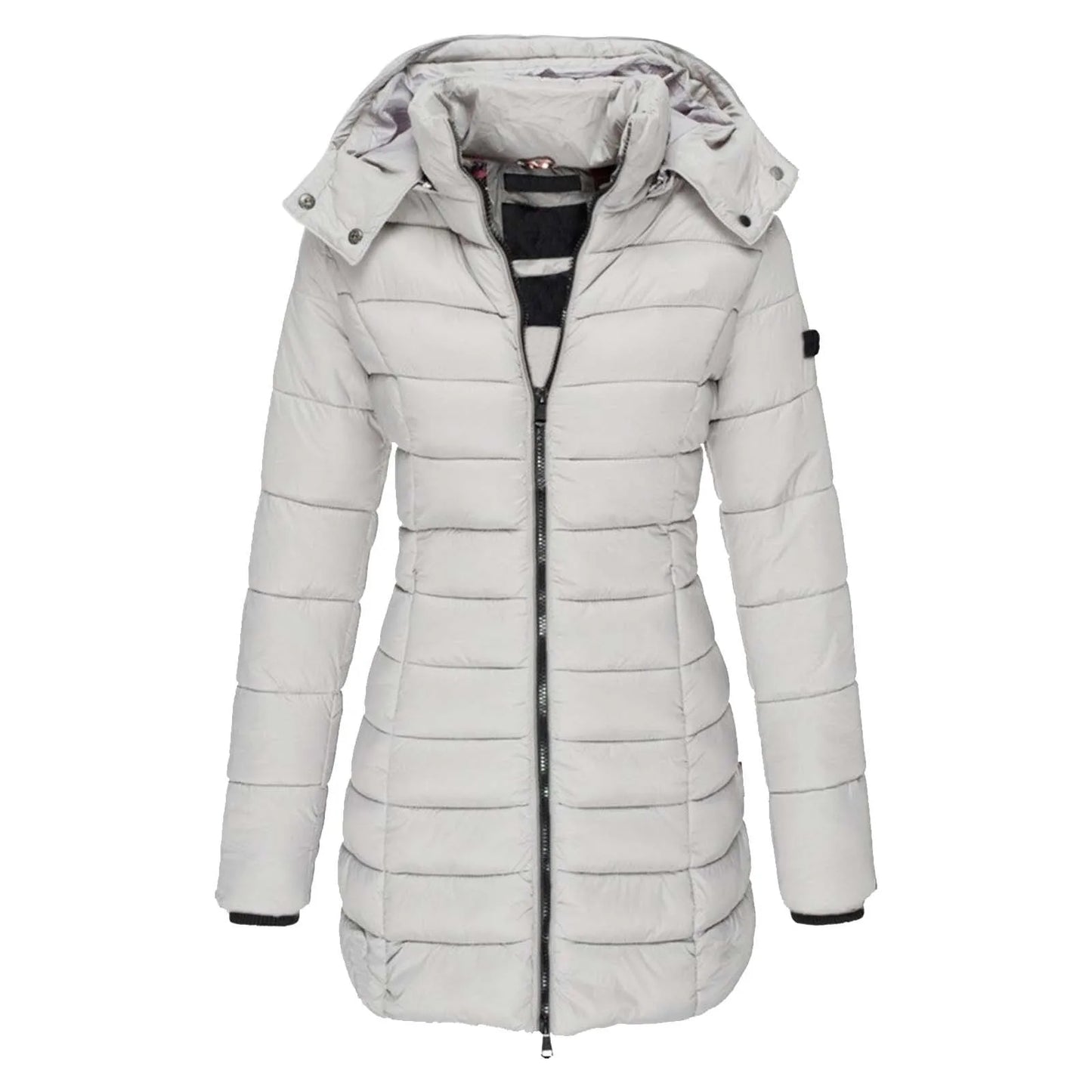 Winter Thicken Warm Women Parkas Zippers Solid Overcoat/Casual Long Sleeve Padded Jacket Female Mid-Length Slim Coat