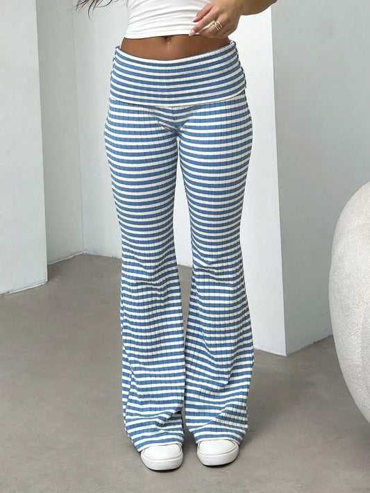 Two pairs of women's sporty casual pants triangular flared pants/women's high-waisted yoga pants and elastic casual pants