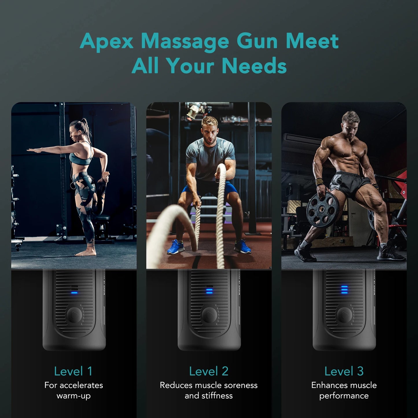 Opove Apex 14.5mm Massager Deep Tissue Massage Gun Percussion Fascial Muscle/for Athlete Workout Pain Relief Recovery Relaxation
