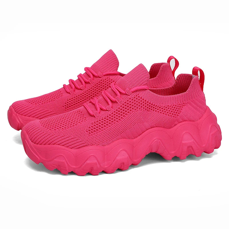 Women' Cute Lace Up Mesh Shoes Versatile Fashionable Design Sneakers/Lightweight Breathable Comfort Outdoors Walking Train Shoes