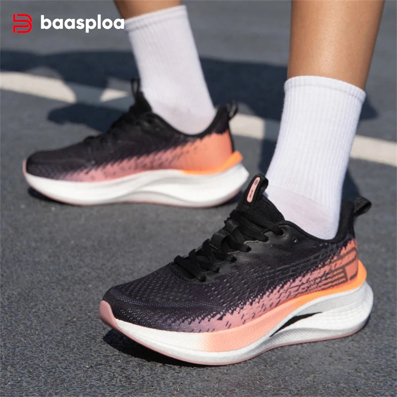 Baasploa Women Professional Running Shoes Outdoor Carbon Plate/Non Slip Sports Shoes Female Casual Breathable Jogging Sneakers