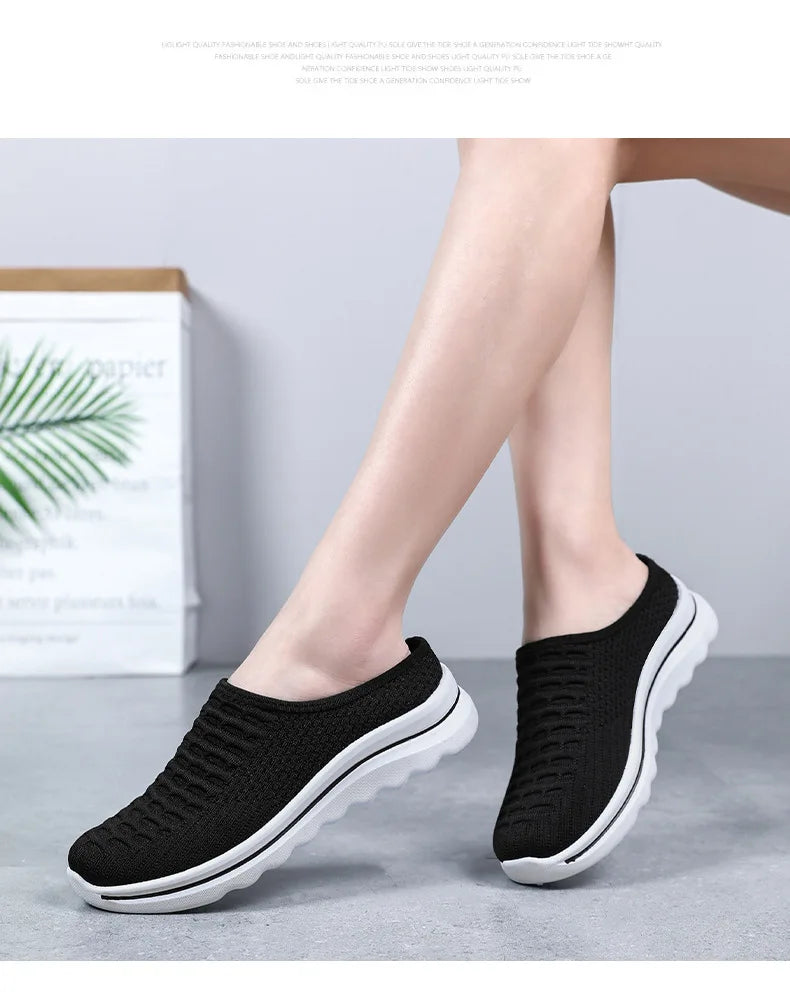 Women's Summer Breathable Commute Half Drag Shoes Soft Sole/Lightweight Slip On Casual Comfortable Odor-Resistant