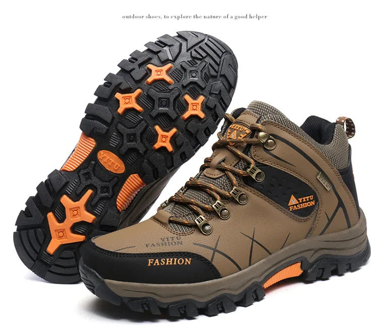 Oulylan Climbing Shoes Sports Thick Insulation Men/Hiking Waterproof Trekking Boots Mountain Rubber Sole Shoes