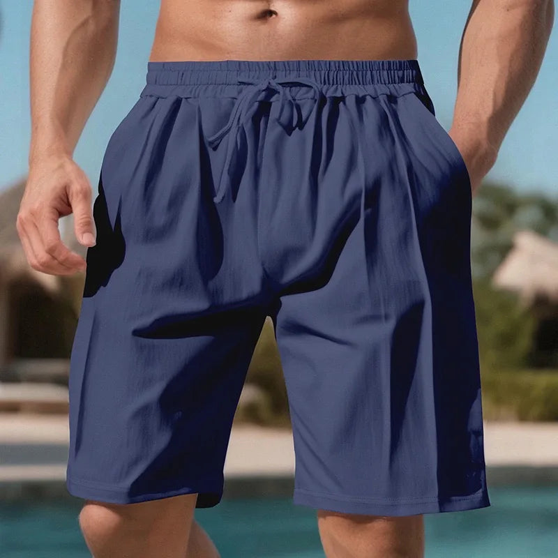 Men Light Blue Quick Dry Beach Shorts Elastic Drawstring Waist Loose Fit/Knee Length Swim Trunks Lightweight Breathable Casual Shorts