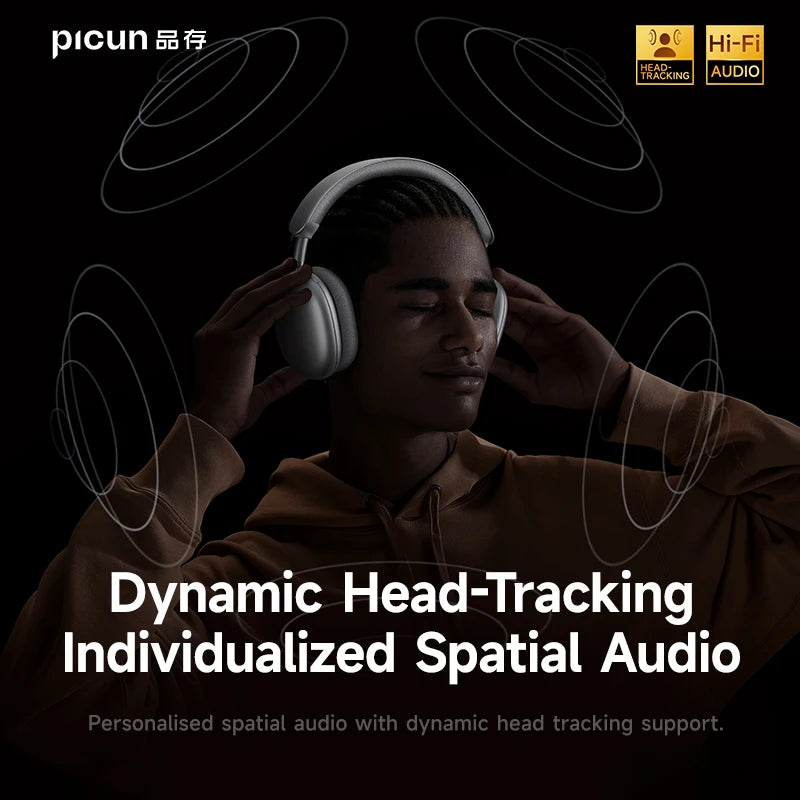 Picun F8 Pro ANC Wireless Headphones 3D Spatial Audio Head Tracking/52dB ANC HIFI Bluetooth Headset ENC HD Mic Low-Latency APP