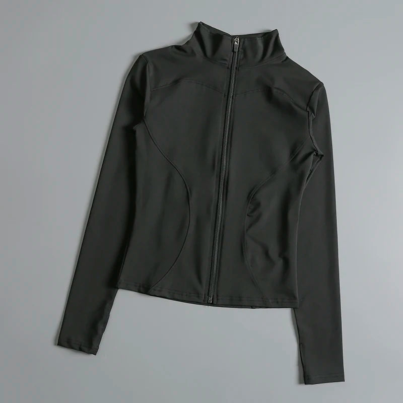 Women Zip Fitness Yoga Shirt Long Sleeve Sports Jacket Gym Top/Activewear Running Coats Workout Clothes Woman