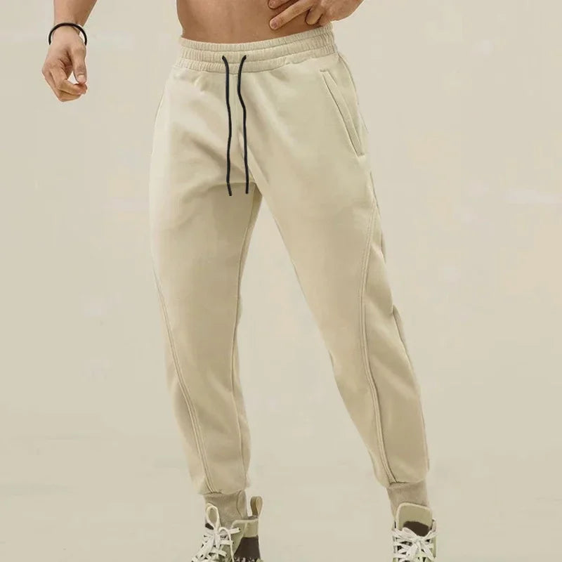 Loose Fit Mens Solid Joggers - Soft Slight Stretch Drawstring/Polyester Pants for Outdoor Sports and Casual Wear