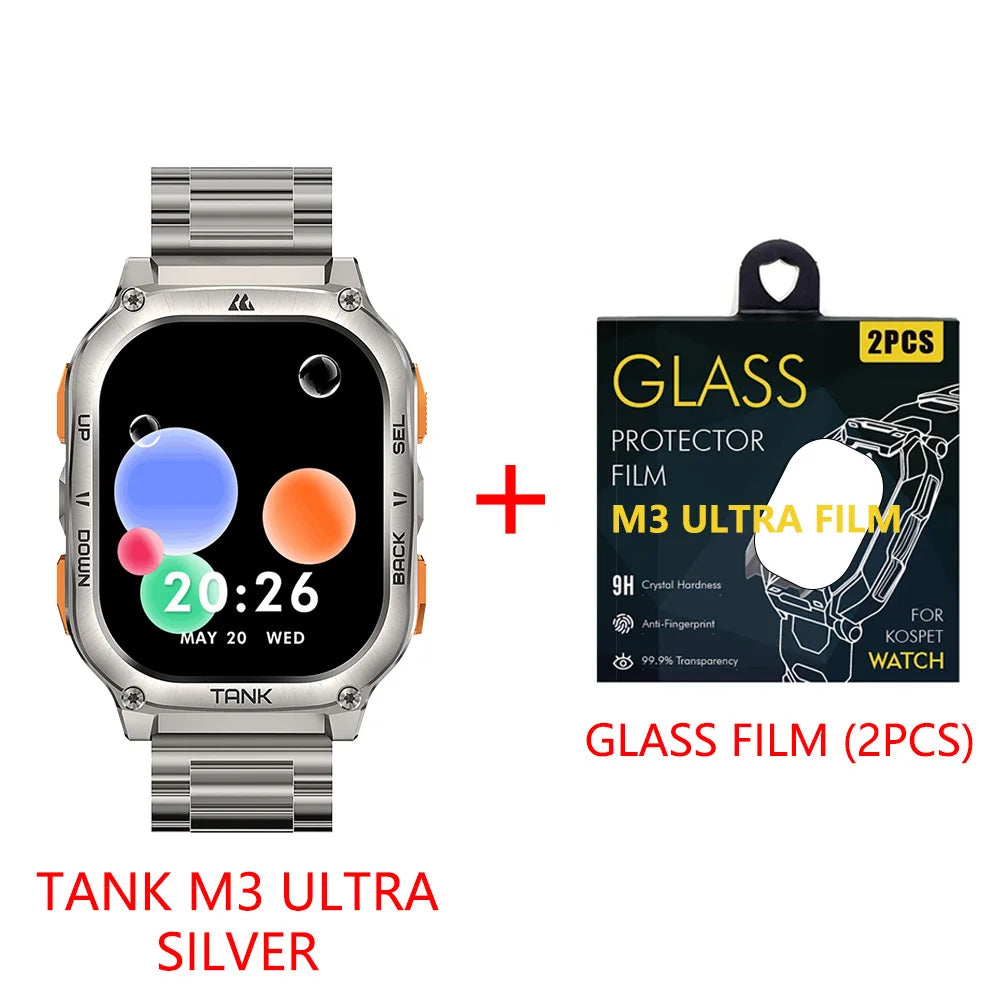 New KOSPET TANK M3 Ultra GPS Smartwatch For Men Waterproof/5ATM AMOLED AOD 480mAh Digital Bluetooth Call Men's Watches