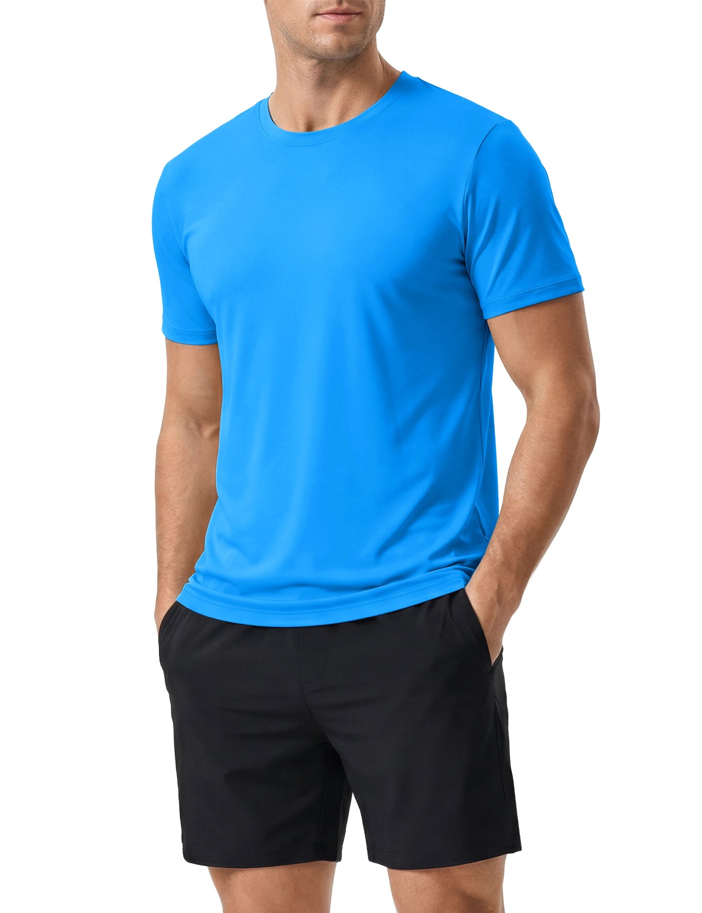 Men's UPF 50+ Shirt Sun Protection SPF UV Moisture Wicking/Lightweight Quick Dry Swim Rash Guard Short Sleeve Athletic Running