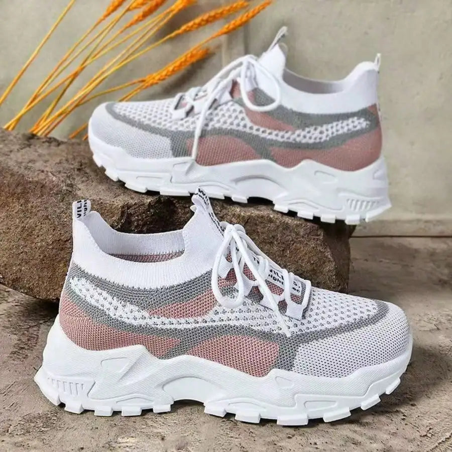 Breathable Mesh Chunky Platform Sneakers Women Lightweight/Casual Shoes Lace Up Non-slip Shoes For Streetwear