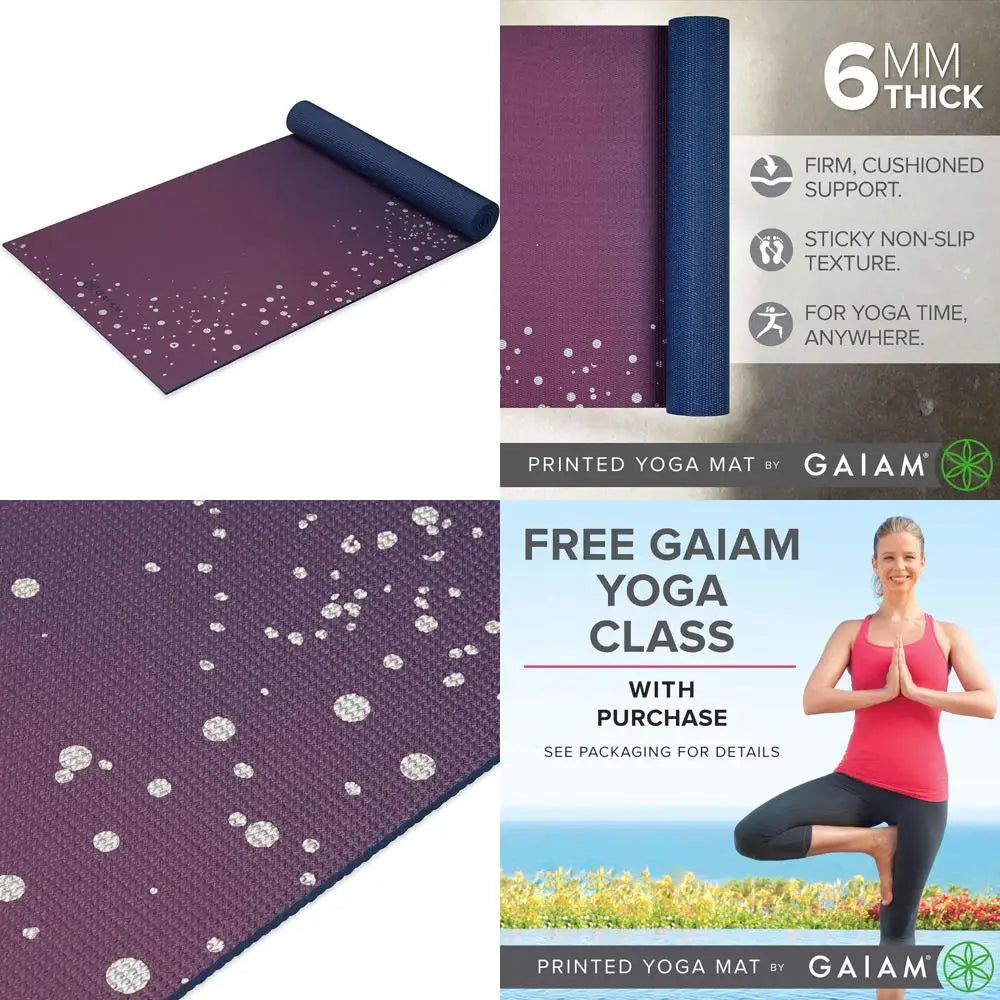 Gaiam Yoga Mat - Premium 6mm Print Extra Thick Non Slip Exercise/Fitness Mat for All Types of Yoga, Pilates & Floor Workouts