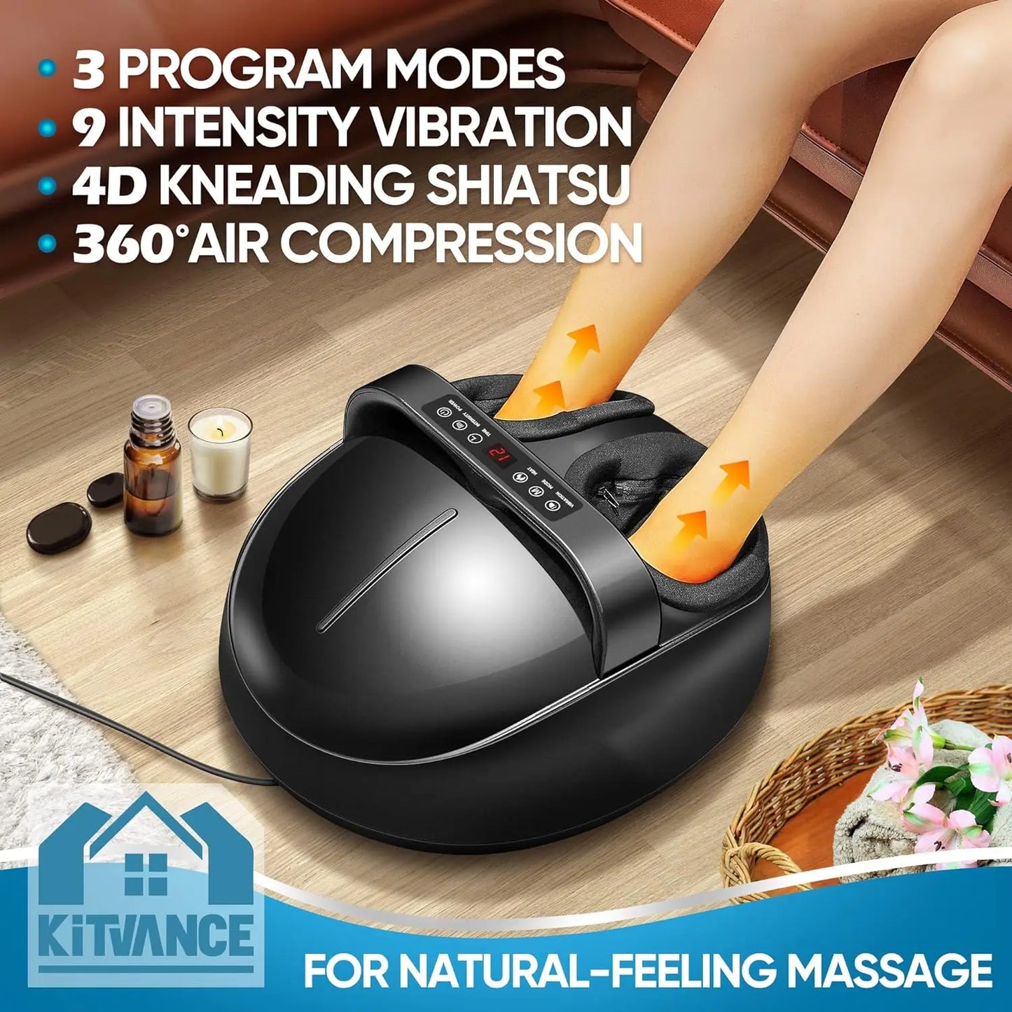 Foot Massager Heating Therapy Hot Compression/Shiatsu Knead Roller Muscle Relaxation