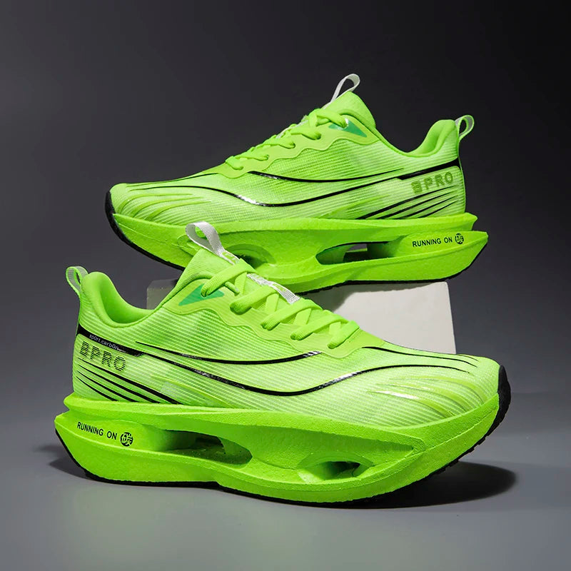 Men Breathable Mesh Comfortable Sports Shoes Fashion Color-Block/Sneakers Carbon Plate Support Light Rebound Running Shoes