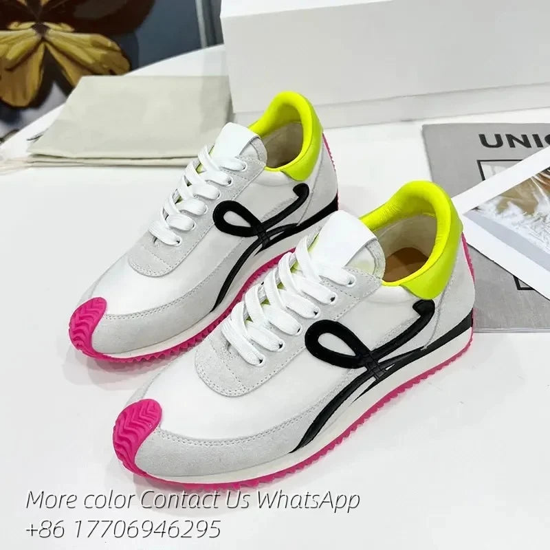 Men Trainers Shoes Designer Sneaker Flow Runner In Nylon And Suede/Lace Up With A Soft Rubber Upper And Honey Rubber Waves Sole