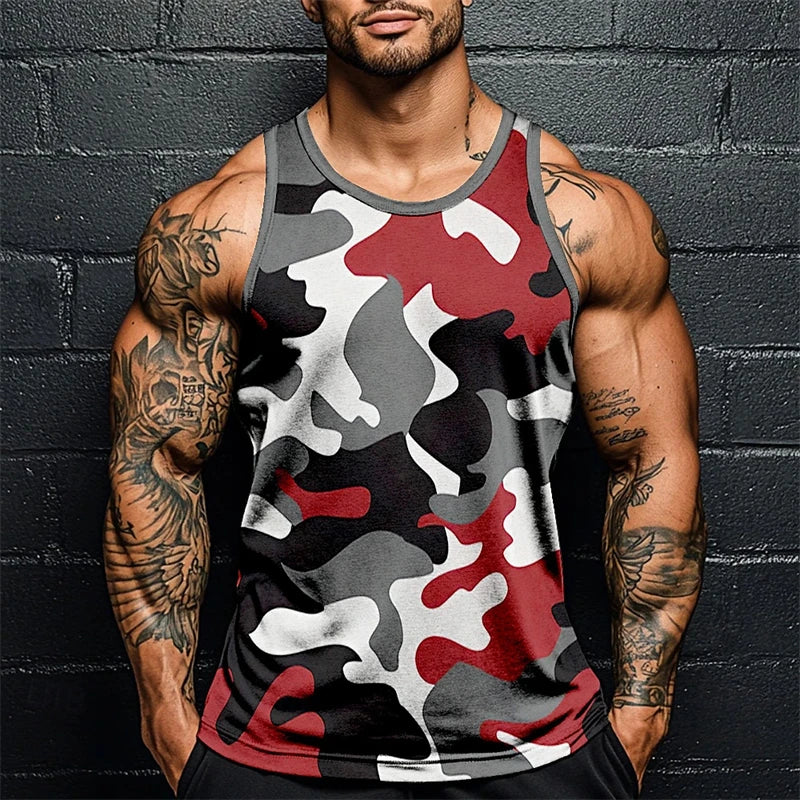Summer Daily Exercise Men's Tank Top Camouflage Outdoor Sports/Running Fitness Men's Sleeveless T shirt Street Men's Tank Top 6xl