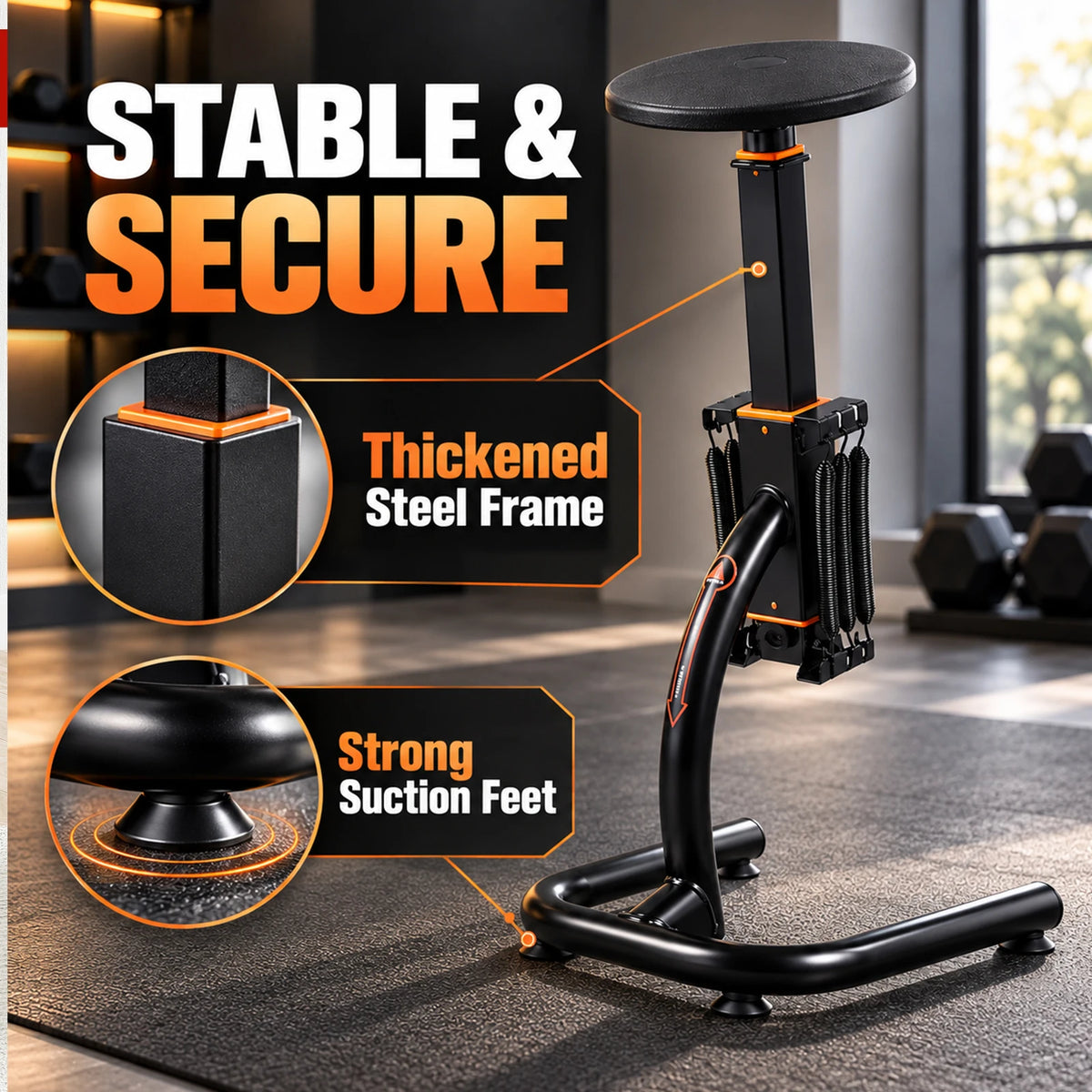 Assisted Squat Machine, Seat Height Adjustable from 61 to 76 cm Variable/Intensity Glutes Trainer Fitness Butt Machine Exercise Equipment