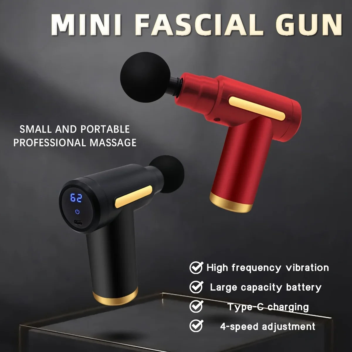 Portable digital fascia gun, convenient electric massager/LED display screen with six adjustable levels,silent and long-lasting