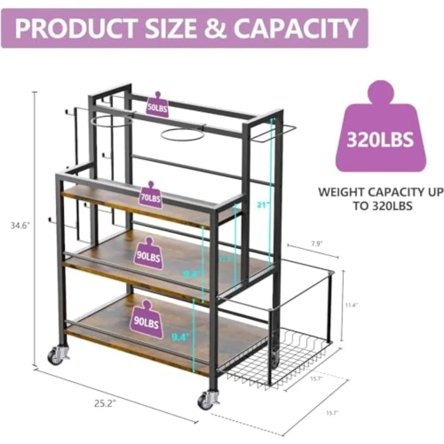 4-Tier Large Capacity Gym Storage Rack for Dumbbells Kettlebells Foam Roller/Yoga Mat Resistance Bands with Hooks and Wheels