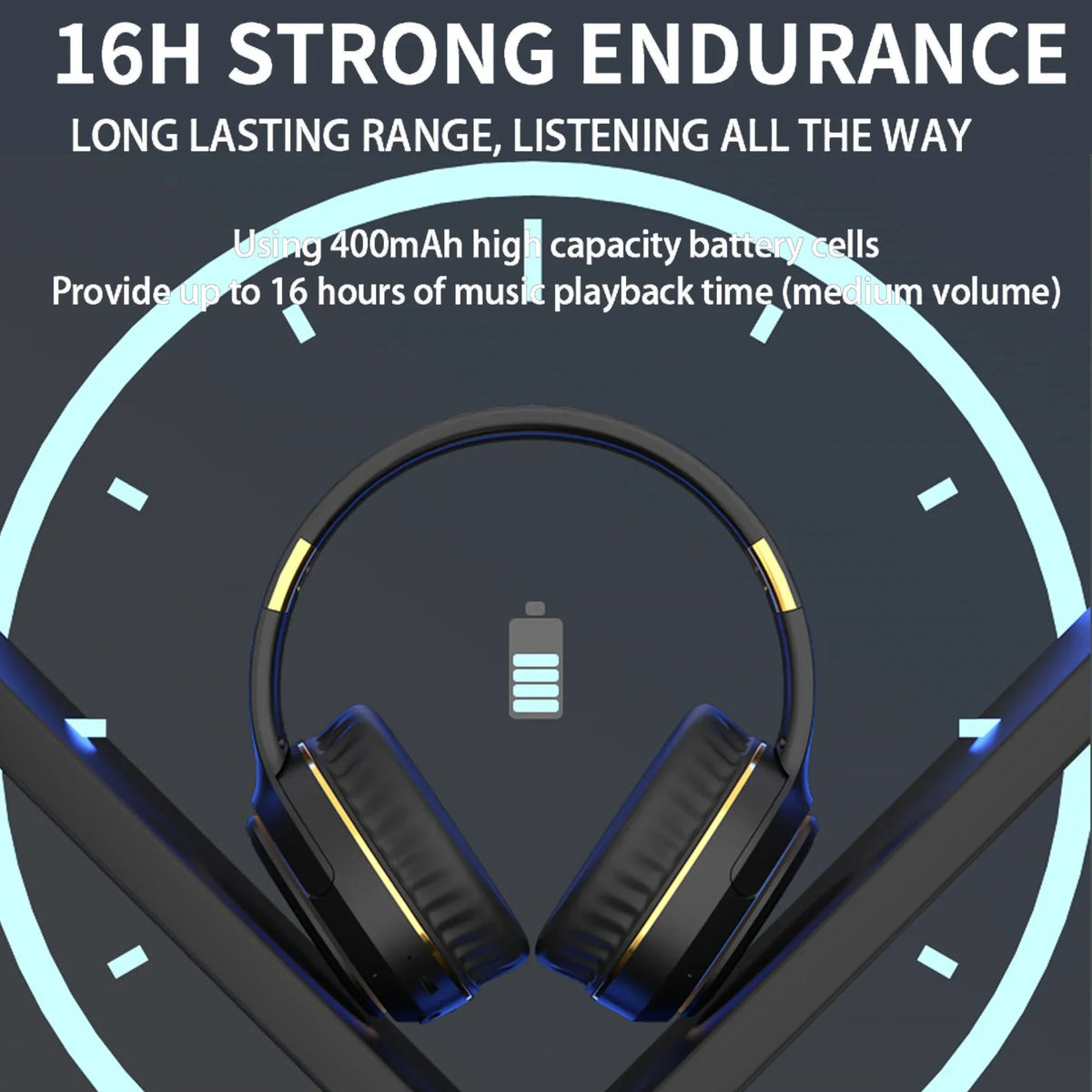 Over-Ear Bluetooth Headphones Wireless Sport Headset with Wired Option/LED Breathing Light, Foldable Choice for Men, Women and Students