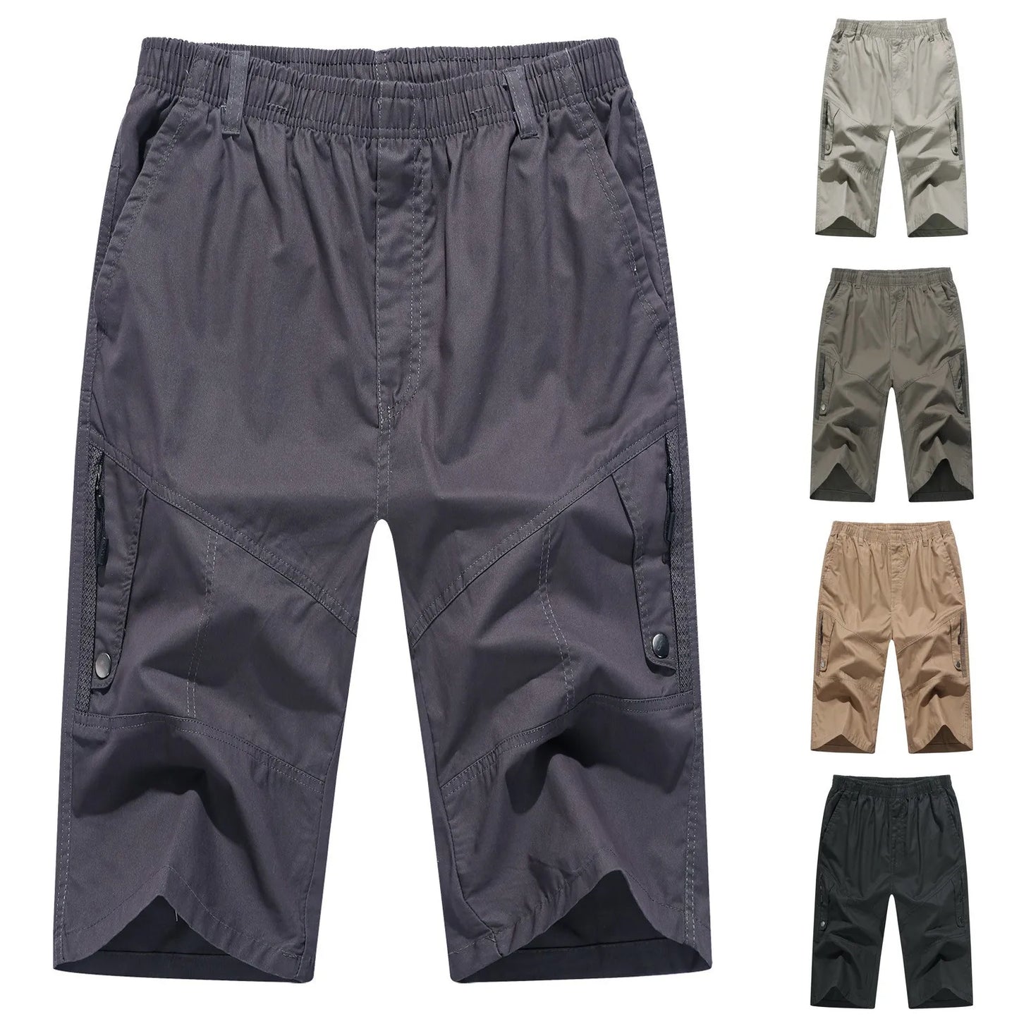 Mens Solid Color Button Casual All Shorts/Fashionable Woven Men Cargo Shorts