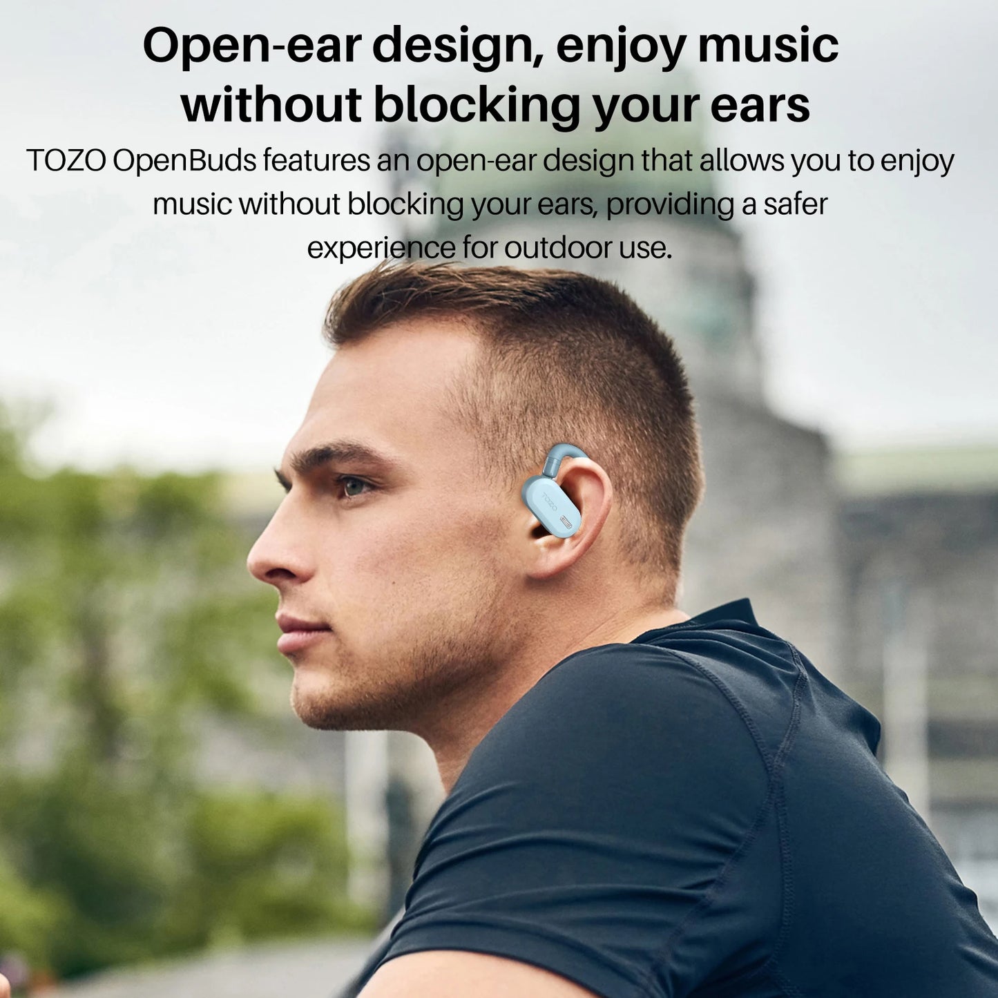 Refurbished TOZO Open Ear Hooks Headphones OWS Wireless Bluetooth/5.3 Earphones Earbuds Adjustable Music Sport HiFi Stereo Sound