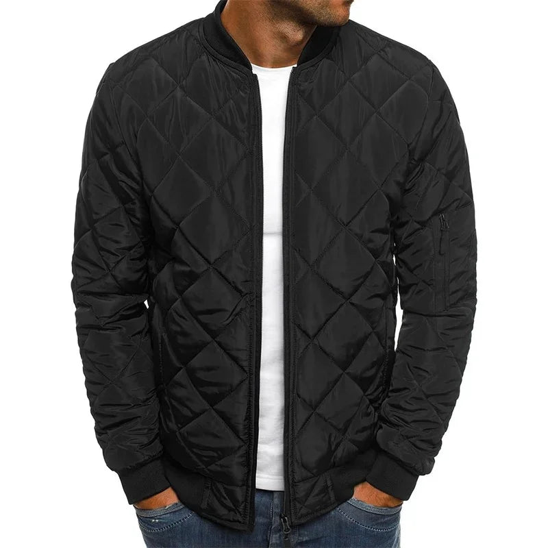 Winter New Jacket Men's Baseball Collar Mesh Pressed/Lightweight  Jacket Vintage Flight Casual Long Sleeve
