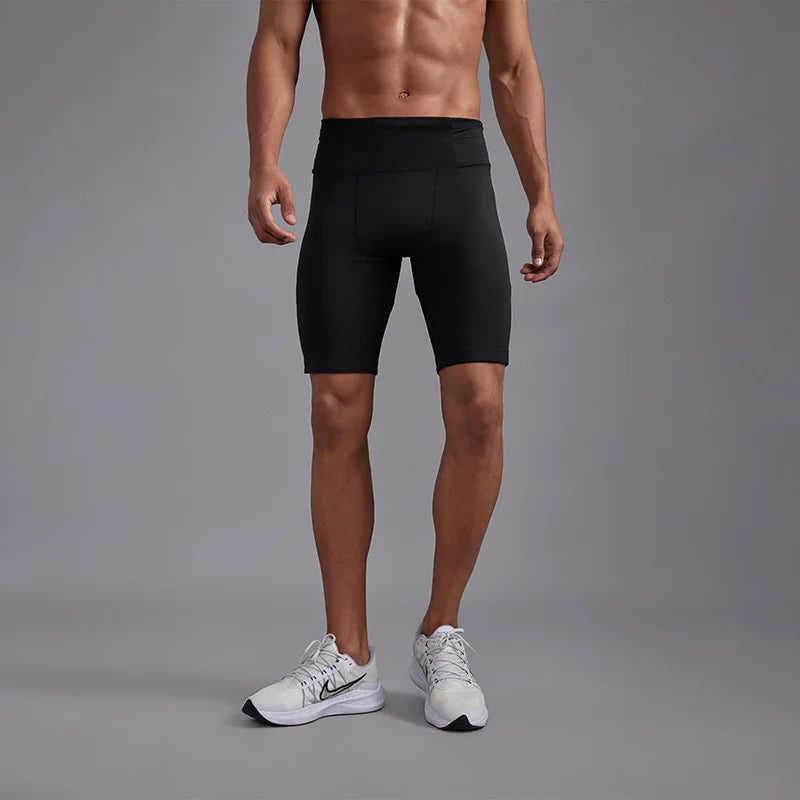 Men’s Compression Waist Belt Bag Marathon Running Training Shorts/Quick Dry Sports Jogging Tights Fitness Sportswear