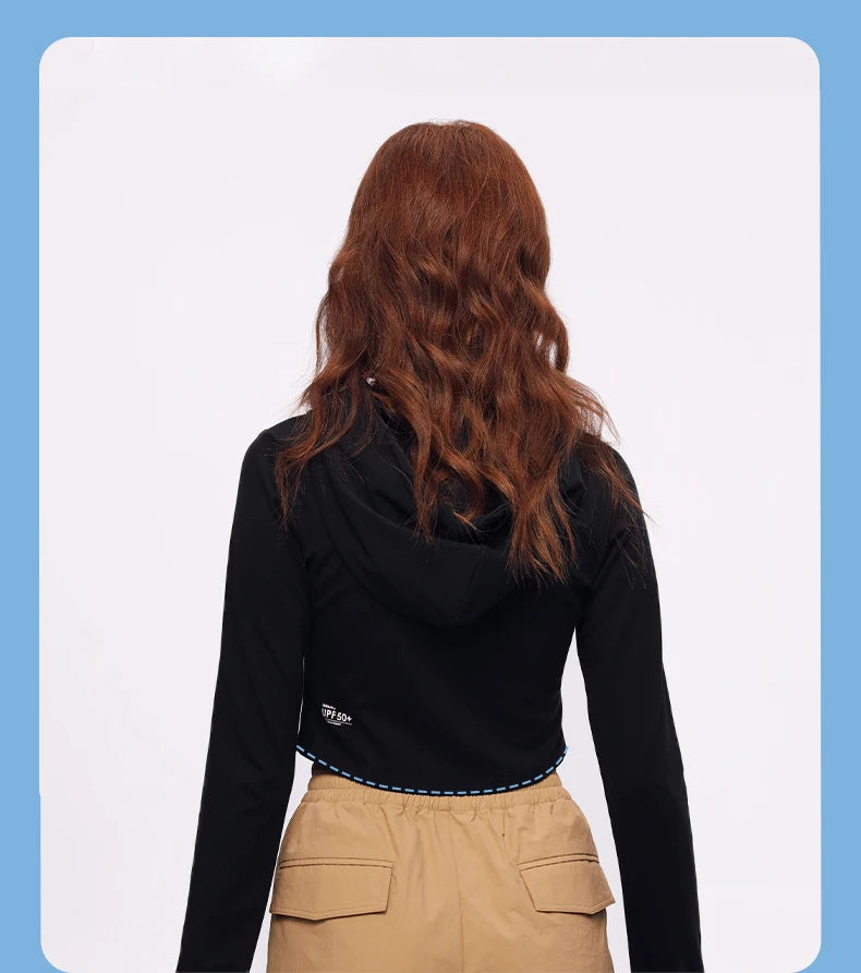 OhSunny Running Jacket for Women Summer UV Coat Fitness Top/Bomber Stretch Slim Clothing Sports Long-sleeved Hoodie Short