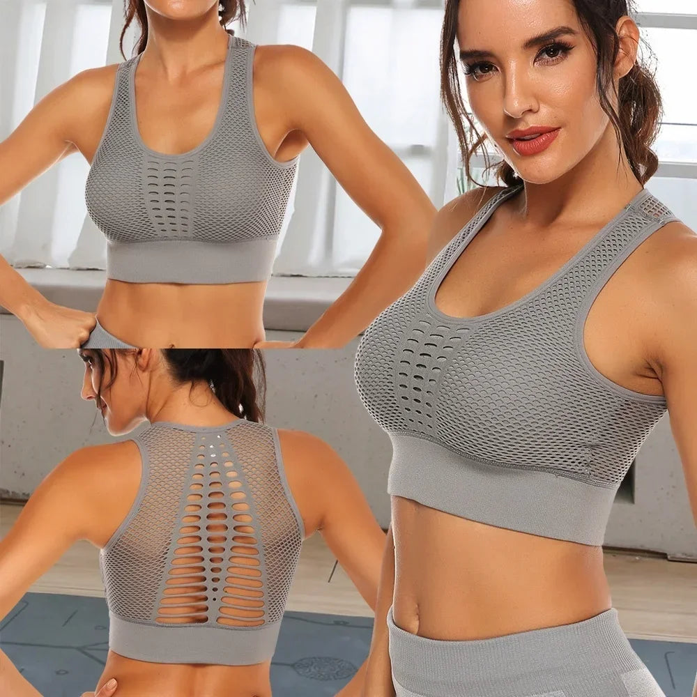 Hot Fitness Women's T-shirts Workout Sports Bra Yoga Vest Backless/Solid Quick Dry Running Gym Sport bra Yoga Shirts Tank Top