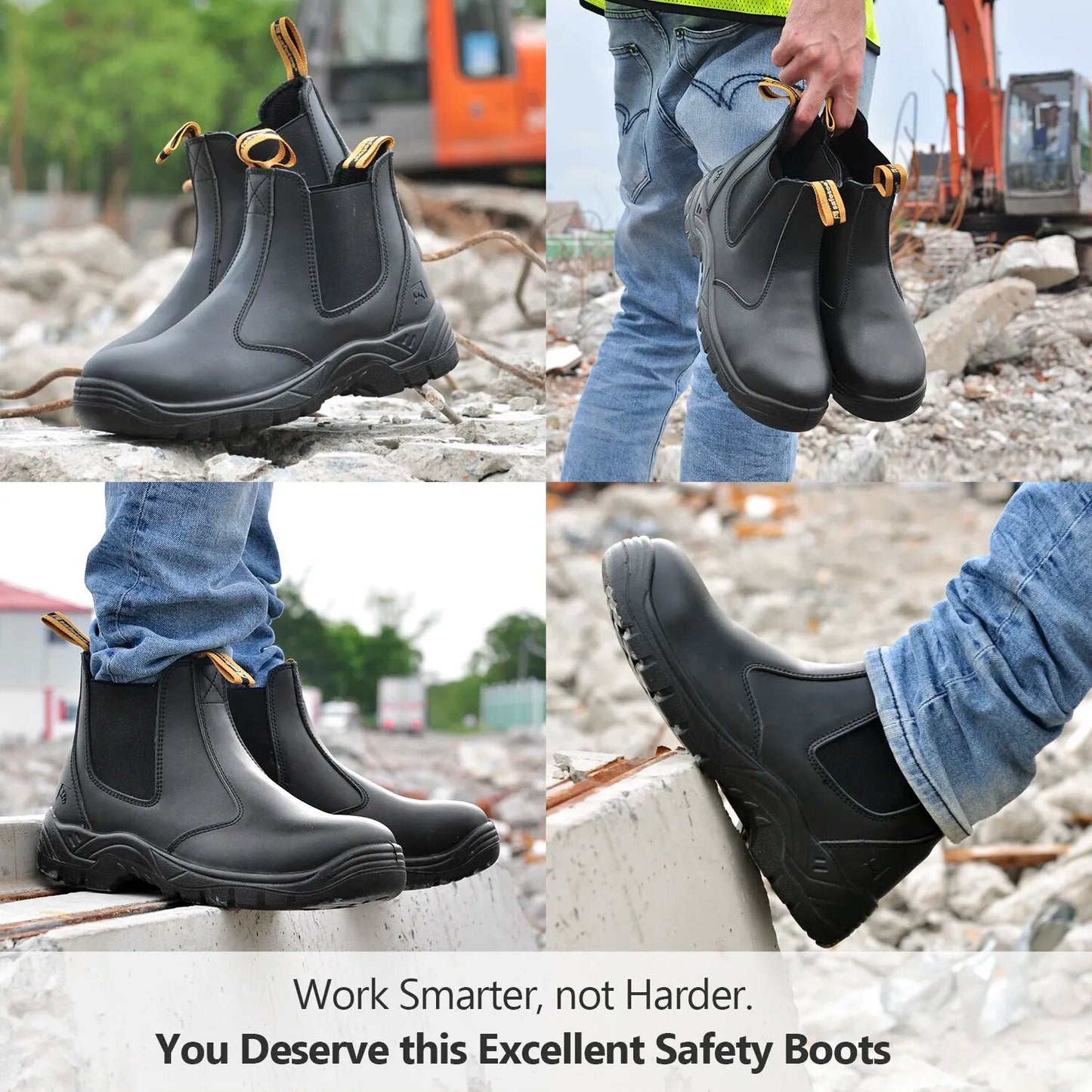 SAFETOE S3 Safety Shoes Light Weight Work Boots/With Steel Toe Cap, Waterproof Leather For Men