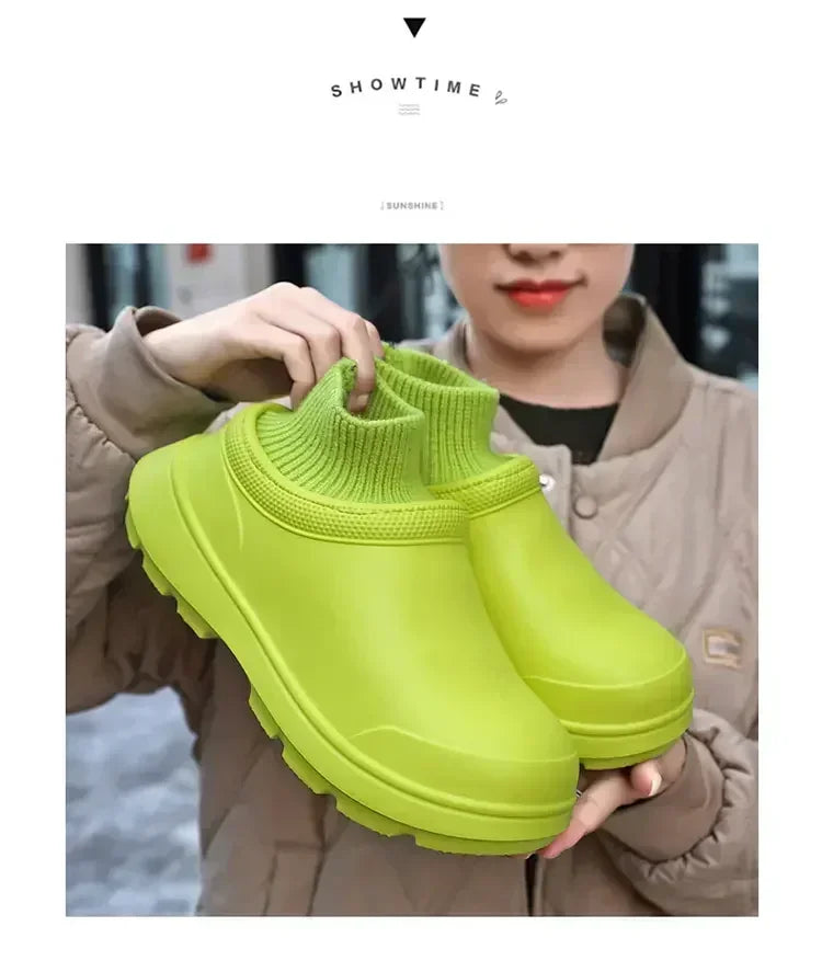 Winter Warm Kitchen Non-slip Waterproof Restaurant Working Shoes/Eva Chef Cotton Slippers Size 36-47