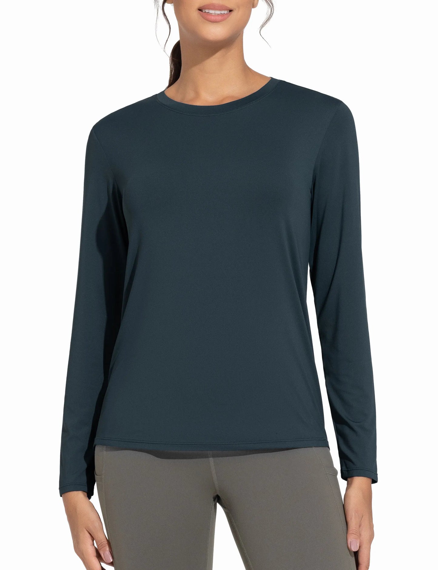 THE GYM PEOPLE Women's Ultra Soft Long Sleeve/Workout Shirts Basic Crewneck Athletic Running Tops