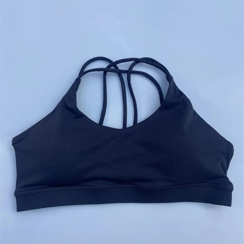 Solid Color Soft High Strength Women Cross Fitness Bra Tight Sport Top/Comprehensive Training Gym Yoga Underwear With Chest Pad