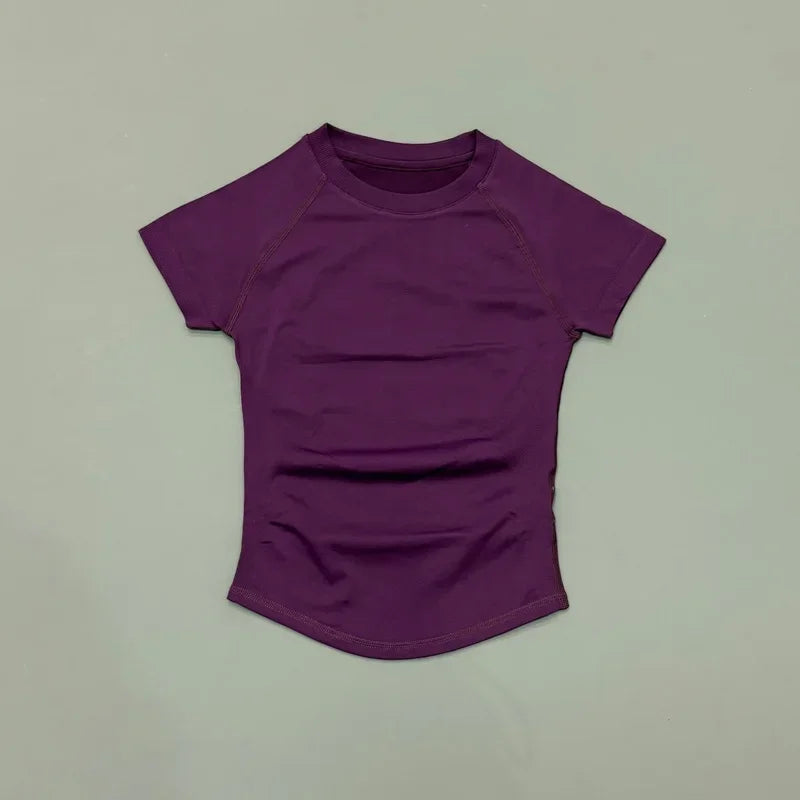 Women Sports T-Shirt Round Neck Short Sleeve Breathable Stretchy Tops/Gym Fitness Yoga Running Workout Casual Athletic Shirts